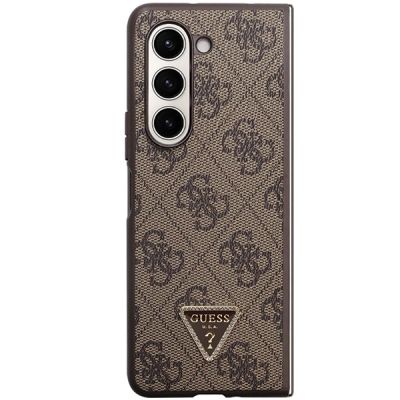 2. Guess Leder 4G Triangle Strass Hülle für Samsung Galaxy Z Fold 5 – braun