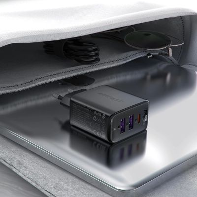 6. Acefast A57 PD 35W GaN-Ladegerät 2 x USB-A + USB-C mit 3 Anschlüssen – Schwarz