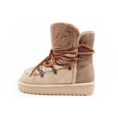 11. D.Franklin Damen Winter Schneestiefel, modisches Fellfutter, braun beige hoch