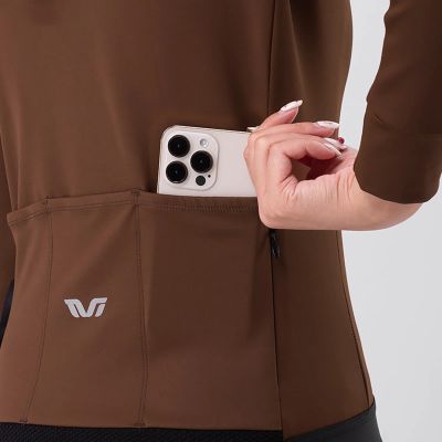 4. Rockbros YDWT006 TVI Damen-Radtrikot, isoliert, Herbst/Winter, Größe M, braun