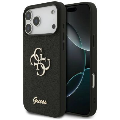 Guess Fixed Glitter Big 4G Hülle für iPhone 17 Pro Max / 18 Pro Max - Schwarz