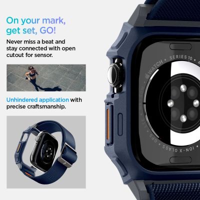 11. Spigen Lite Fit "Pro" Armband für Apple Watch 10 46mm - Marineblau