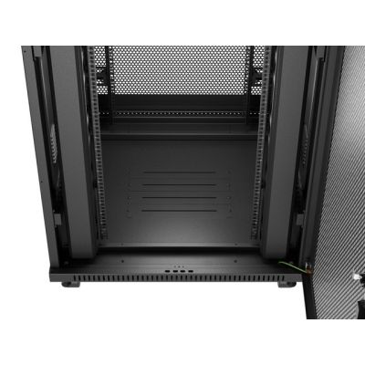 12. Lanberg 19" 37U 800X800 schwarzer Stand-Rackschrank mit perforierten Türen (Flat Pack)