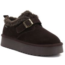 Kurze, warme Damen-Lederstiefeletten in Braun Big Star UU274319