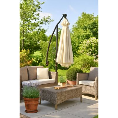 2. Extralink Black Forest Gartenschirm mit Seitenteilen, großer 3 m beiger Freiarmschirm für Terrasse und Garten mit sechseckiger Halterung, beige, schwarz
