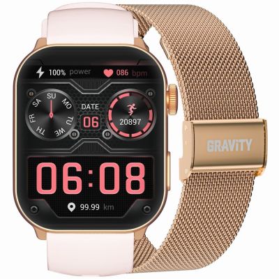 GRAVITY GT28-6 Damen-Smartwatch-Armband + Armband Roségold-Pink