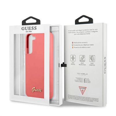 8. Guess, GUHCS22MLSLMGFU S22+ S906 fuchsia/fuchsia Hardcase Silikonschrift Metalllogo