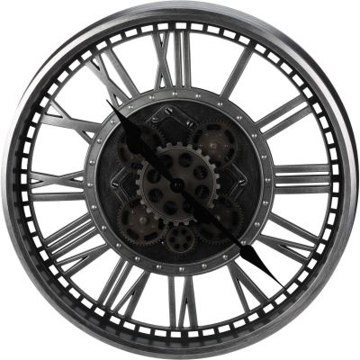 Wanduhr mit Drehmechanismus, 50 cm, Silber
