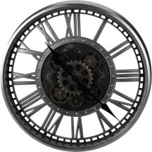 Wanduhr mit Drehmechanismus, 50 cm, Silber