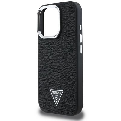 6. Guess Grained Triangle MagSafe-Hülle für iPhone 16 Pro – Schwarz