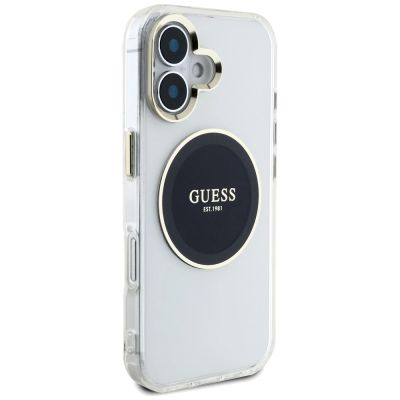 4. Guess IML Metal Colored Circle Classic Logo MagSafe Hülle für iPhone 16 - Schwarz