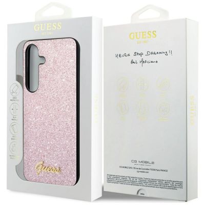 8. Guess Glitter Script Case für Samsung Galaxy S24 - Rosa