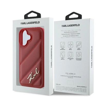 8. Karl Lagerfeld Diagonal Quilted Script Hülle für iPhone 16 – Rot