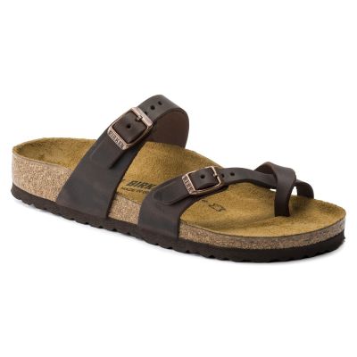 Birkenstock Mayari Habana schmale Damen-Flip-Flops, Nubukleder, Braun (0171323)
