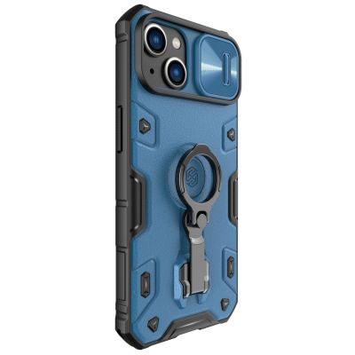 3. Nillkin CamShield Armor Pro Case iPhone 14 Plus gepanzerte Abdeckung mit Kameraabdeckungsringständer blau