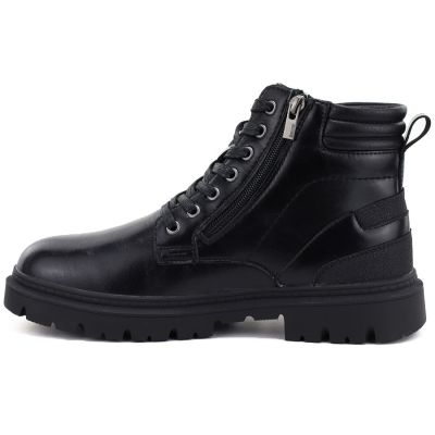 3. Schwarze Herren-Ankle-Boots aus Leder mit zwei Reißverschlüssen, Big Star UU174242