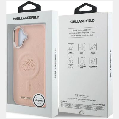 8. Karl Lagerfeld MagSafe Hülle mit Initialen und Metalllogo für iPhone 16 Plus – Pink