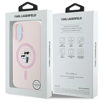 8. Karl Lagerfeld Silikon Karl&Choupette Heads Ring MagSafe Case für iPhone 16 Plus - Pink