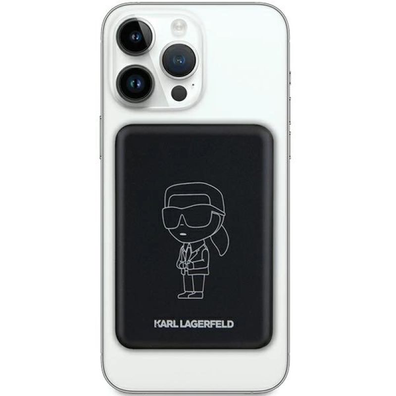 2. Karl Lagerfeld NFT Outline Ikonik MagSafe 5000 mAh Induktions-Powerbank – Schwarz