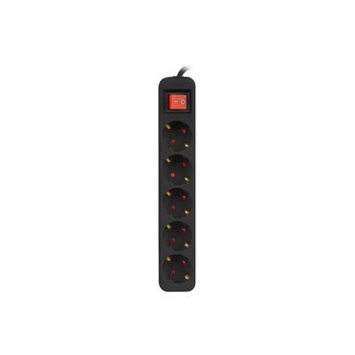 LANBERG Steckdosenleiste 1,5 m, 5 x 230 V SCHUKO mit Schalter, Kabel aus reinem Kupfer, schwarz