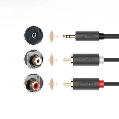 6. Ugreen AV102 10772 Kabel 3,5 mm Miniklinke (männlich) / 2RCA (männlich) 1 m – grau