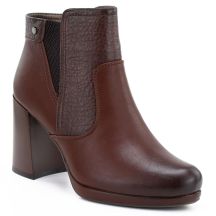 Damen-Ankle-Boots mit Blockabsatz und Plateau, gefüttert, dunkelbraun, M.Daszyński AF125B-1