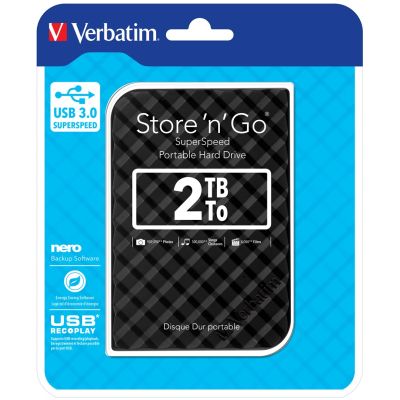 5. Verbatim Store 'n' Go USB 3.0 Tragbare Festplatte 2 TB - Schwarz