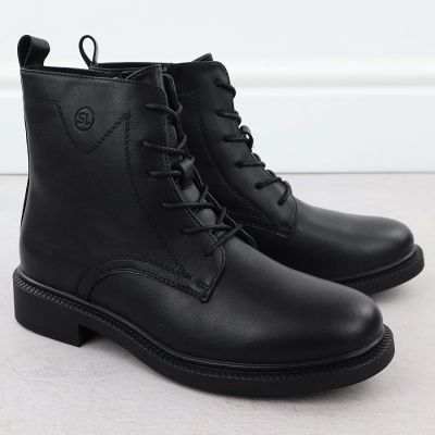 13. Gefütterte schwarze Damen-Lederboots im Worker-Stil Sergio Leone BT25172-S