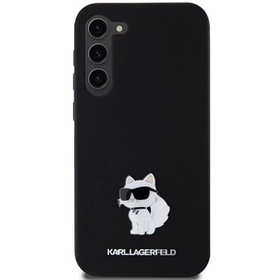3. Karl Lagerfeld Silikon Choupette Metal Pin Hülle für Samsung Galaxy S24+ – Schwarz