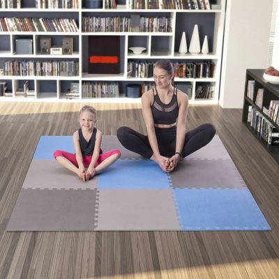 3. Multipack One Fitness MP10 Puzzlematte blau-grau 9 Stück 10 mm