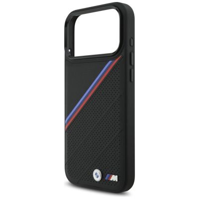 6. BMW M Tricolor Metal Logo MagSafe Case für iPhone 17 Pro Max – Schwarz