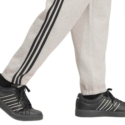 5. adidas Essentials 3-Streifen Fleecehose für Herren, schmal zulaufende Bündchen, grau, KY4127