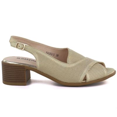 10. Bequeme goldene Damensandalen mit Blockabsatz M.Daszyński SA262-3