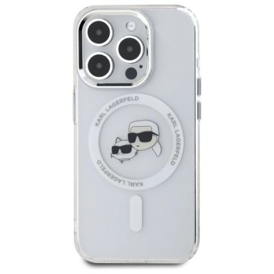 3. Karl Lagerfeld IML Metal Karl&Choupette Head MagSafe Case für iPhone 15 Pro Max - Weiß