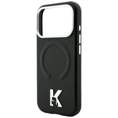6. Karl Lagerfeld MagSafe Hülle mit geprägtem Ringmuster und Kameo-Logo für iPhone 18 Pro Max / 17 Pro Max – Schwarz
