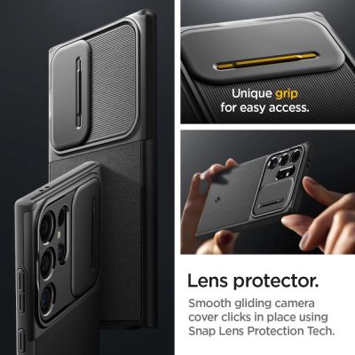 7. Spigen Optik Armor Hülle für Samsung Galaxy S24 Ultra – Schwarz