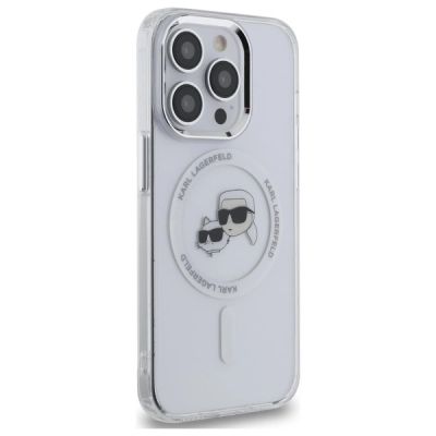 4. Karl Lagerfeld IML Metal Karl & Choupette Head MagSafe Hülle für iPhone 14 Pro Max - Weiß