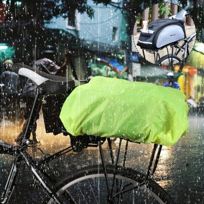 2. Wozinsky Universal-Regenschutz mit Gummizug für Fahrradtaschen-Rucksack grün (WBB5YW)
