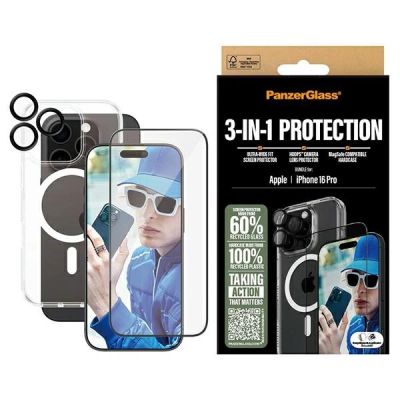 PanzerGlass Bundle 3in1 iPhone 16 Pro 6,3" D3O Hardcase + Displayschutzfolie UWF+ Objektiv B1292+2862+1284
