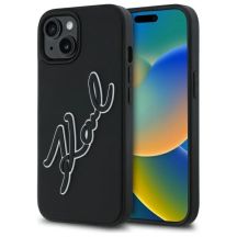 Karl Lagerfeld 3D Rubber Signature iPhone 15 Hülle - Schwarz