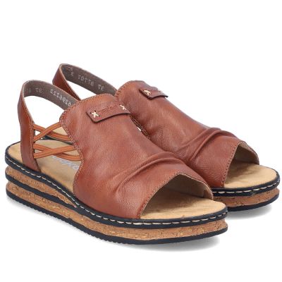 3. Bequeme Damen-Keilsandalen, braun, Rieker 62962-22