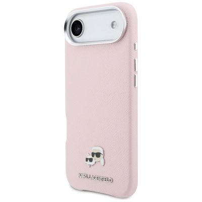2. Karl Lagerfeld Karl & Choupette Head Pins Saffiano MagSafe iPhone Air Hülle - Pink