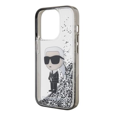 6. Karl Lagerfeld Liquid Glitter Ikonik Hülle für iPhone 15 Pro – transparent