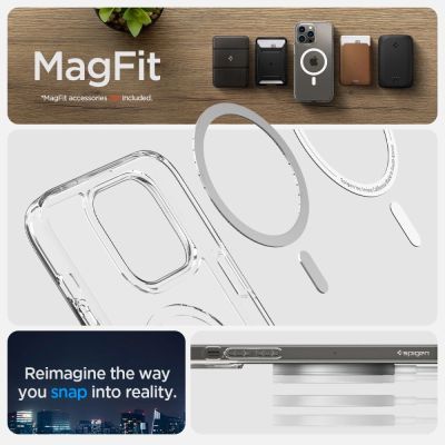 11. Spigen Ultra Hybrid Mag Case mit MagSafe für iPhone 14 Pro – Transparent und Weiß