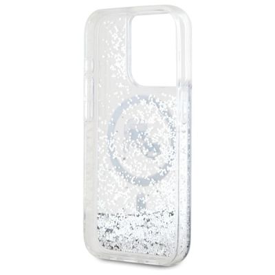 7. Karl Lagerfeld Liquid Glitter Karl & Choupette Head Magsafe Hülle für iPhone 15 Pro Max - Transparent