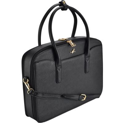 Damenhandtasche aus PU mit Laptopfach, Schwarz, SEMI LINE