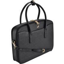 Damenhandtasche aus PU mit Laptopfach, Schwarz, SEMI LINE