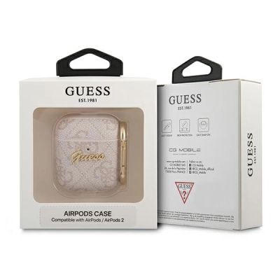 3. Guess 4G Script Metal Collection Case für AirPods 1 / 2 - Rosa