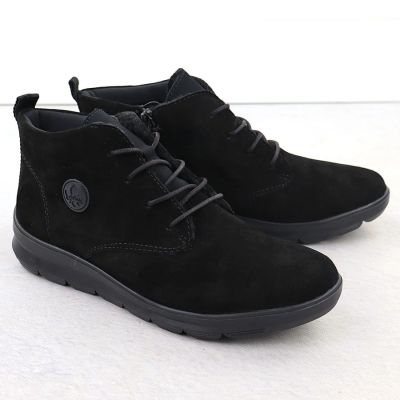 13. Damen-Lederstiefeletten aus schwarzem Veloursleder Rieker Z0022-00
