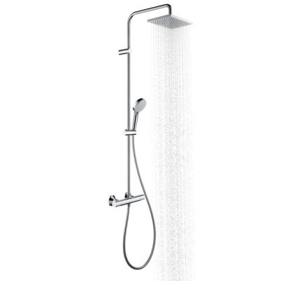 3. Hansgrohe Showerpipe 230 Duschsystem mit 2 Duschköpfen, Wandmontage, Schwarz